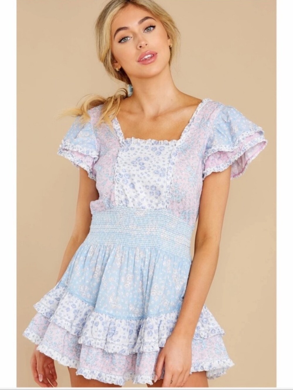 LoveShackFancy Pastel Stanton Floral Ruffle Dress